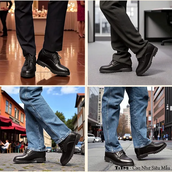 GIÀY CAO NAM T178 ĐEN SẦN CAO 9CM