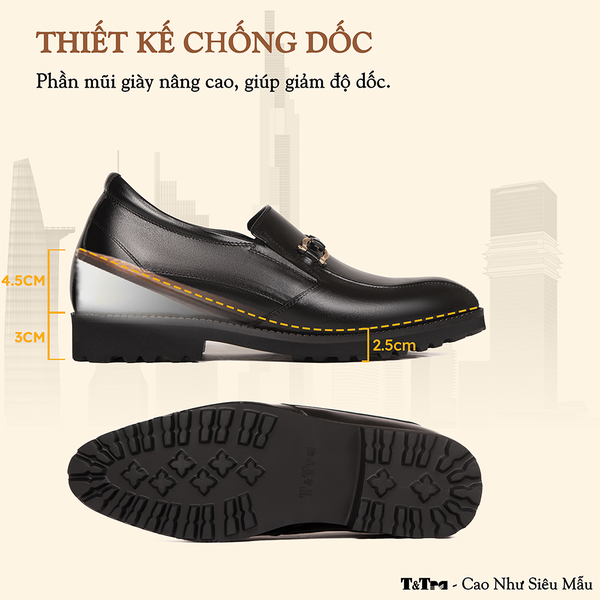 GIÀY CAO NAM SIÊU NHẸ S1097 ĐEN 7.5CM