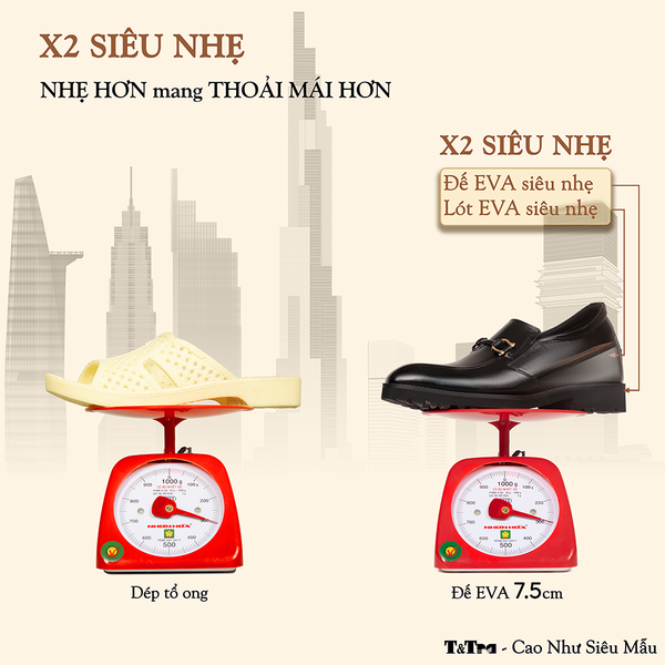 GIÀY CAO NAM SIÊU NHẸ S1097 ĐEN 7.5CM