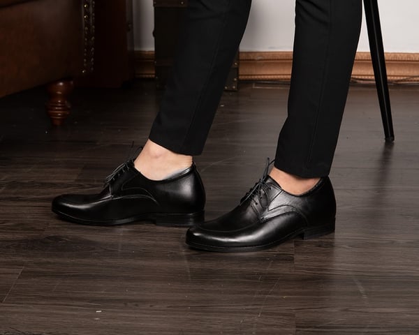 GIÀY CAO NAM DA THẬT S1014 ĐEN CAO 6CM