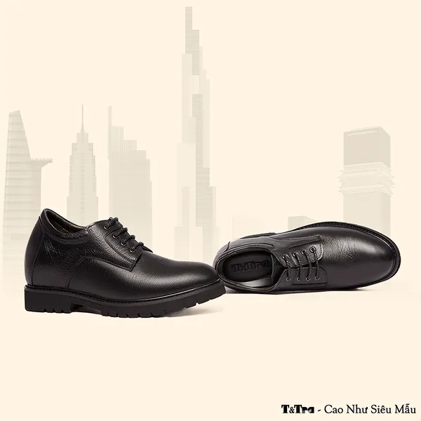 GIÀY CAO NAM T178 ĐEN SẦN CAO 11CM