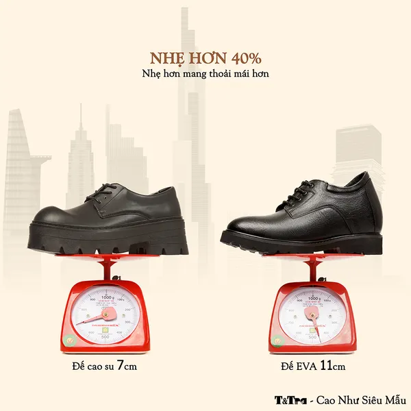 GIÀY CAO NAM T178 ĐEN SẦN CAO 11CM