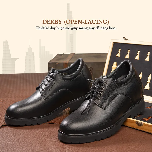 GIÀY CAO NAM T178 ĐEN SẦN CAO 11CM