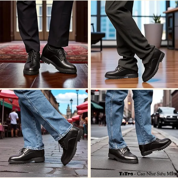 GIÀY CAO NAM T178 ĐEN SẦN CAO 11CM