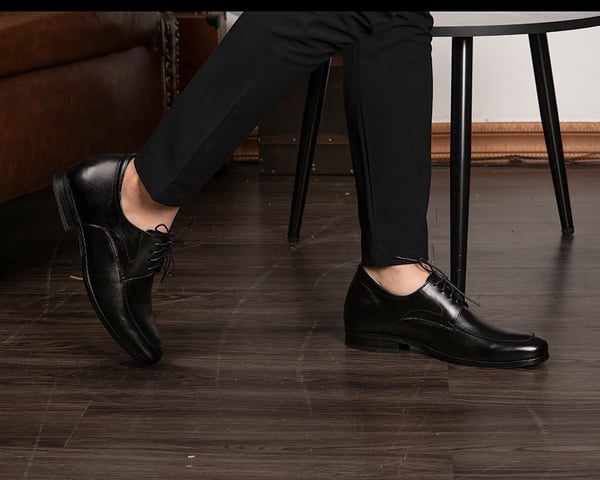 GIÀY CAO NAM DA THẬT S1063 ĐEN CAO 8CM