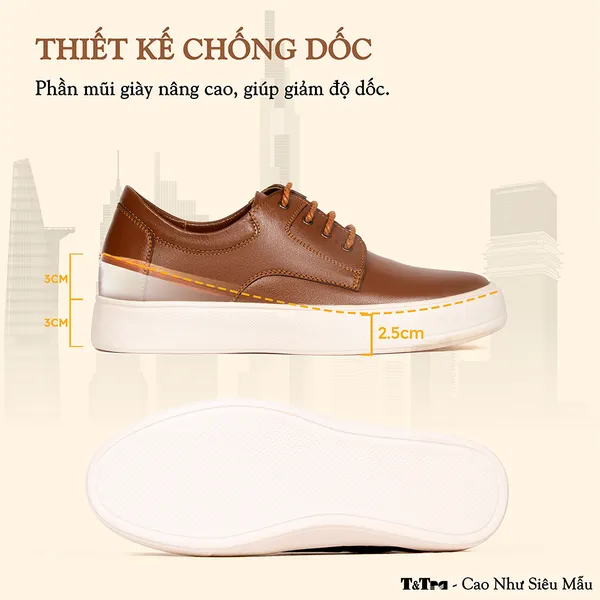 GIÀY CAO NAM T144 NÂU BÒ CAO 6CM