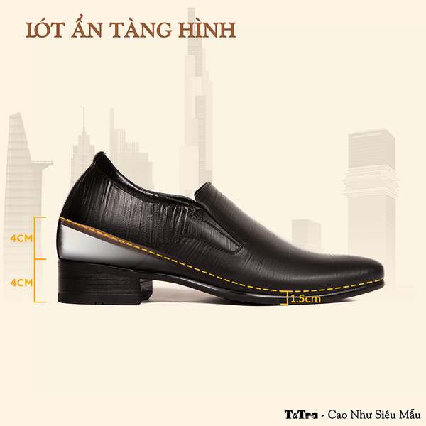 GIÀY TĂNG CHIỀU CAO NAM S970 ĐEN SỌC CAO 8CM