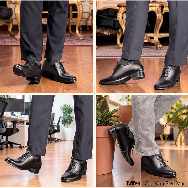 GIÀY TĂNG CHIỀU CAO NAM S1012 ĐEN TĂNG CAO 8CM