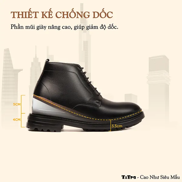 GIÀY CAO CỔ NAM SIÊU NHẸ  T102 ĐEN CAO 9CM