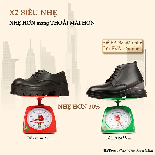 GIÀY CAO CỔ NAM SIÊU NHẸ  T102 ĐEN CAO 9CM