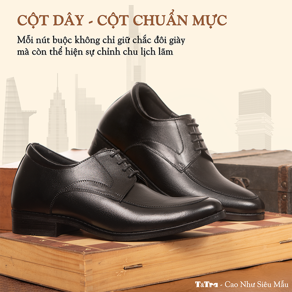 GIÀY CAO NAM DA THẬT S1014 ĐEN CAO 6CM