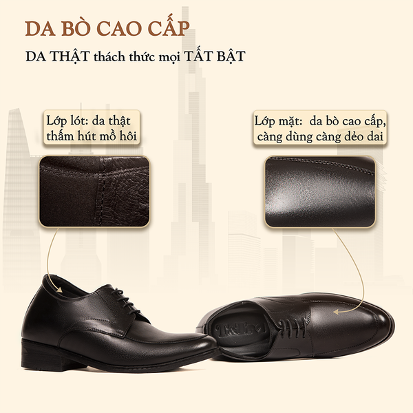 GIÀY CAO NAM DA THẬT S1063 ĐEN CAO 8CM