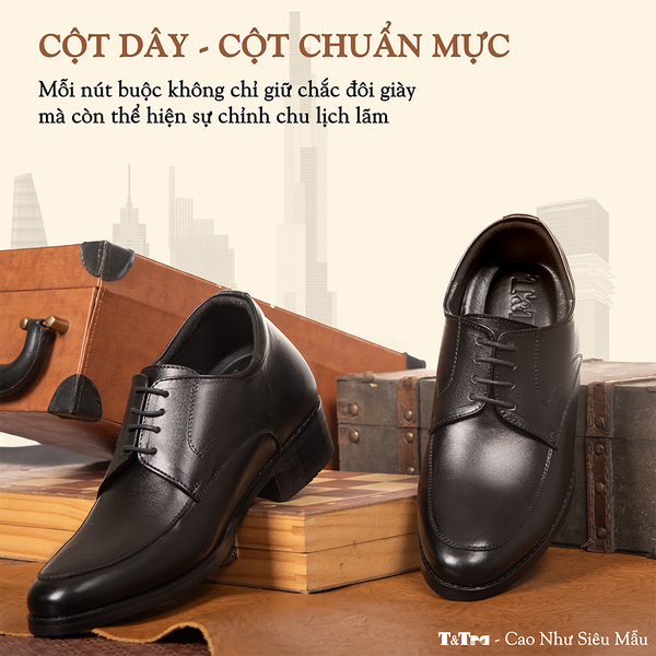GIÀY CAO NAM DA THẬT S1063 ĐEN CAO 8CM