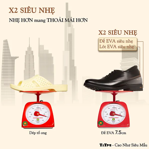 GIÀY CAO NAM S1099 ĐEN - NHẸ NHƯ DÉP