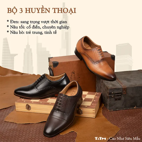 GIÀY CAO NAM A210NB 6CM - LUXURY SHOES