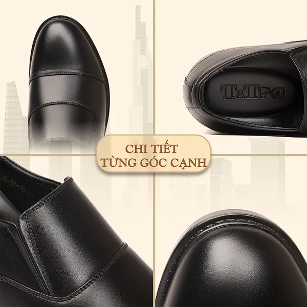 GIÀY ĐỘN NAM CAO 8CM SIÊU ÊM- CHỐNG DỐC T76 ĐEN