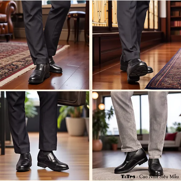 GIÀY ĐỘN NAM CAO 8CM SIÊU ÊM- CHỐNG DỐC T76 ĐEN