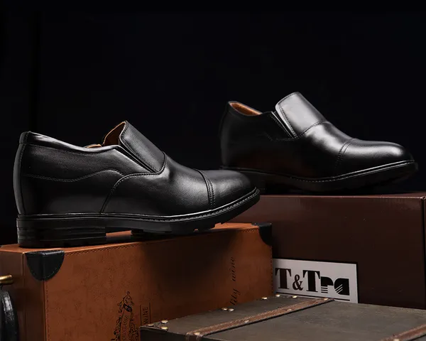 GIÀY ĐỘN NAM CAO 8CM SIÊU ÊM- CHỐNG DỐC T76 ĐEN