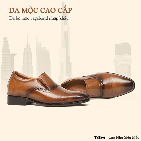 GIÀY TĂNG CHIỀU CAO NAM A211 NÂU BÒ CAO 6CM