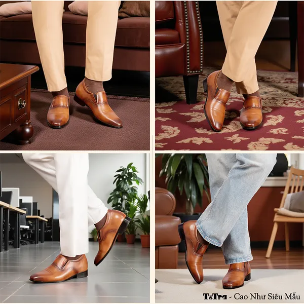 GIÀY TĂNG CHIỀU CAO NAM A211 NÂU BÒ CAO 6CM