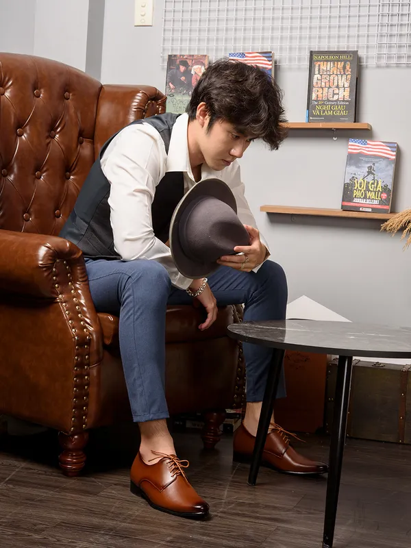 GIÀY TĂNG CHIỀU CAO NAM S955 NÂU WAT CAO 6CM