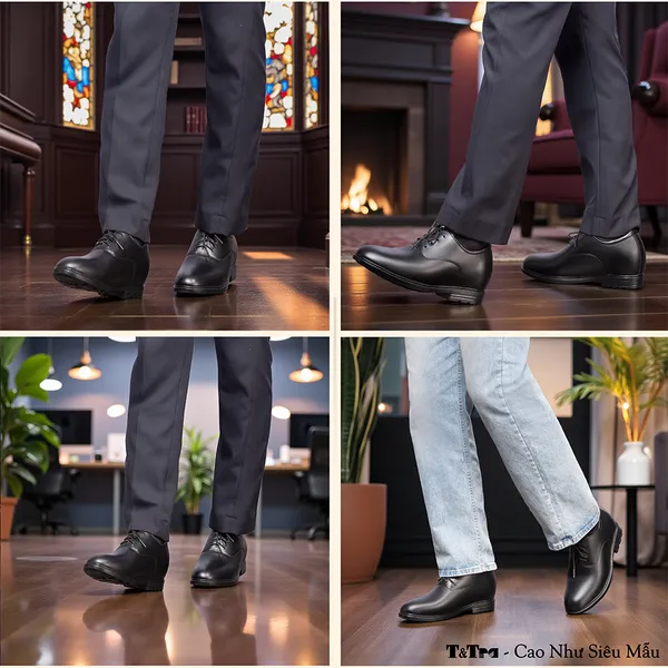 GIÀY ĐỘN NAM CAO 8CM SIÊU ÊM- CHỐNG DỐC T88 ĐEN