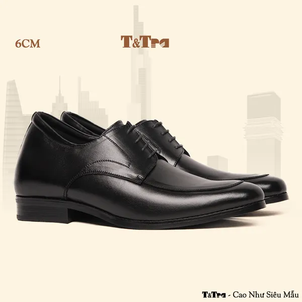 GIÀY CAO NAM DA THẬT S1014 ĐEN CAO 6CM