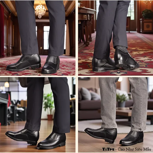 GIÀY ĐỘN NAM CAO 10CM SIÊU ÊM- CHỐNG DỐC T93 ĐEN