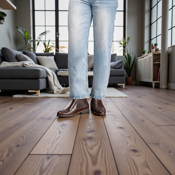 GIÀY CHELSSEA BOOTS NAM S1077 NÂU TỐI 7CM