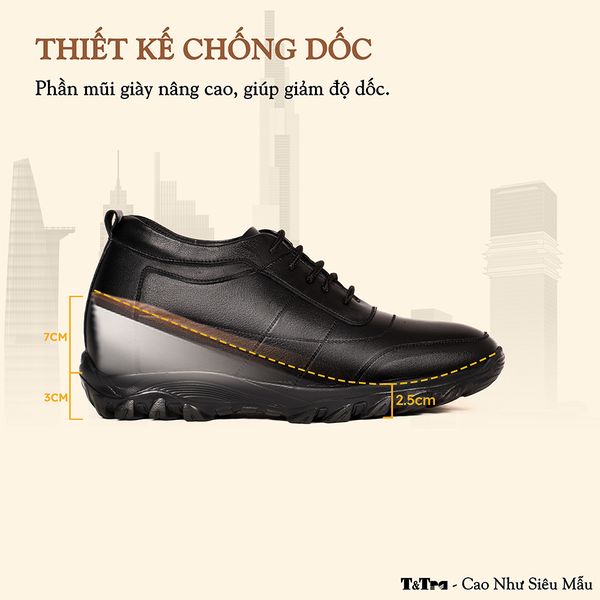 GIÀY NAM ĐẾ CAO T37 ĐEN CAO 10CM