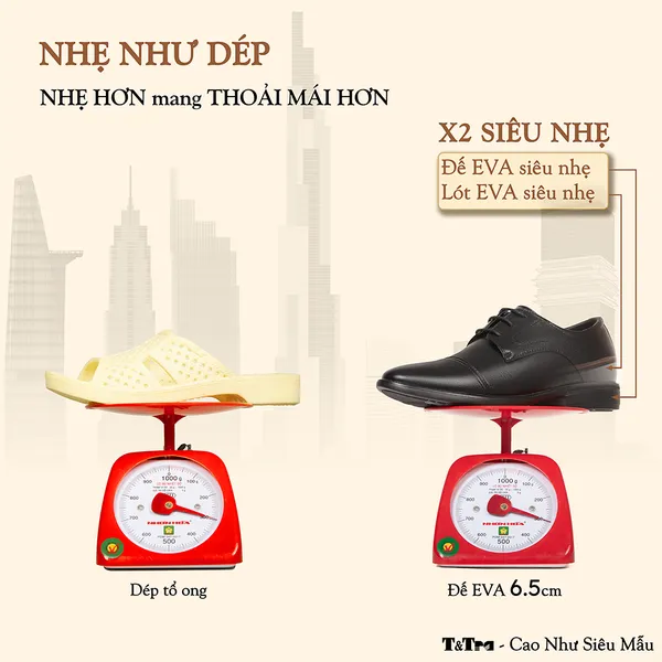 GIÀY CAO NAM T451 ĐEN CAO 6.5CM