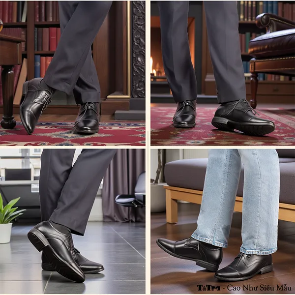 GIÀY CAO NAM T451 ĐEN CAO 6.5CM