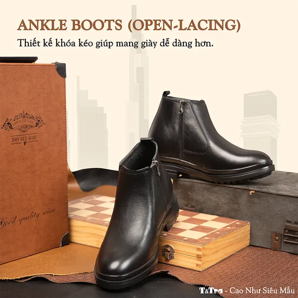 GIÀY BOOTS NAM SIÊU NHẸ T101Đ CAO 7CM