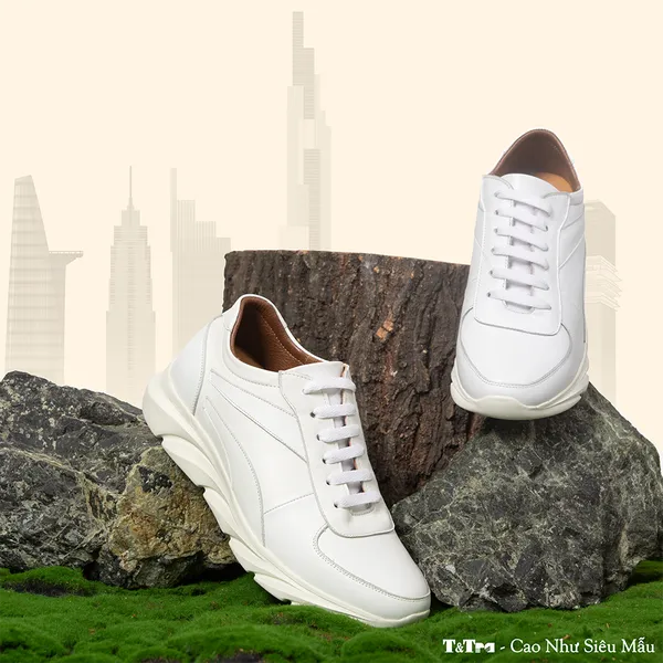GIÀY ĐẾ CAO NAM SIÊU NHẸ T228 TRẮNG CAO 6CM