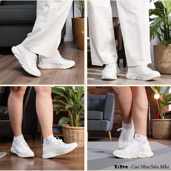 GIÀY ĐẾ CAO NAM SIÊU NHẸ T228 TRẮNG CAO 6CM