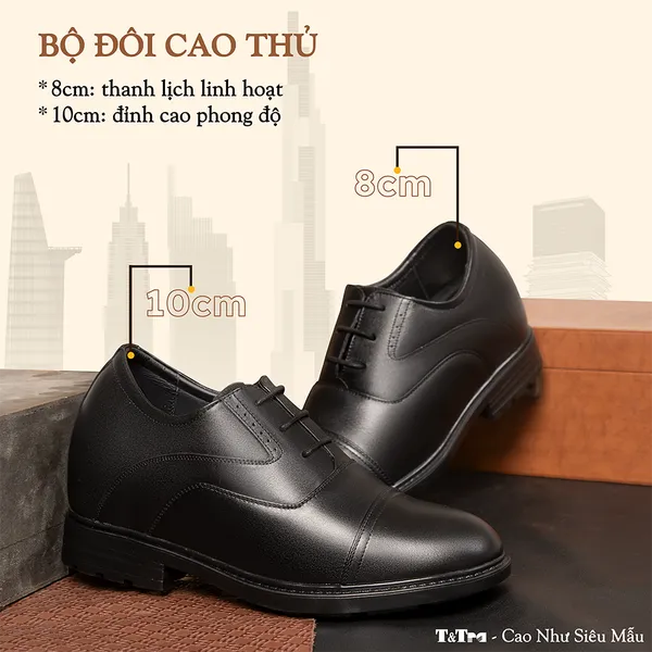 GIÀY ĐỘN NAM CAO 8CM SIÊU ÊM- CHỐNG DỐC T86 ĐEN