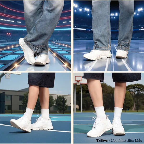 GIÀY ĐẾ CAO NAM SIÊU NHẸ T228 TRẮNG CAO 8CM