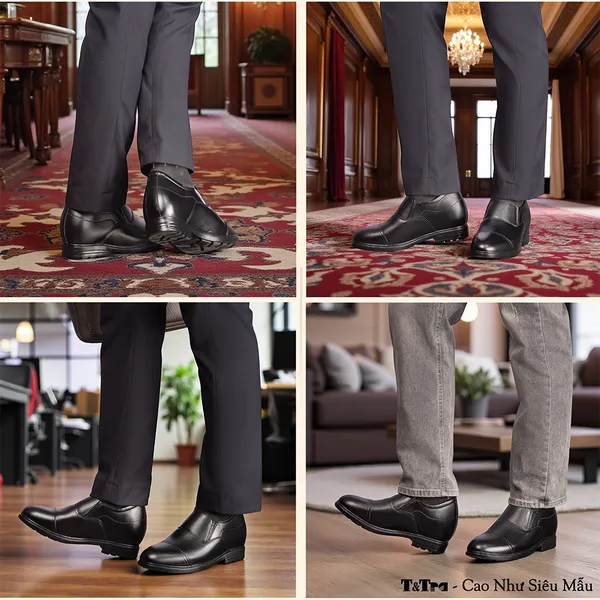 GIÀY ĐỘN NAM CAO 10CM SIÊU ÊM- CHỐNG DỐC T93 ĐEN