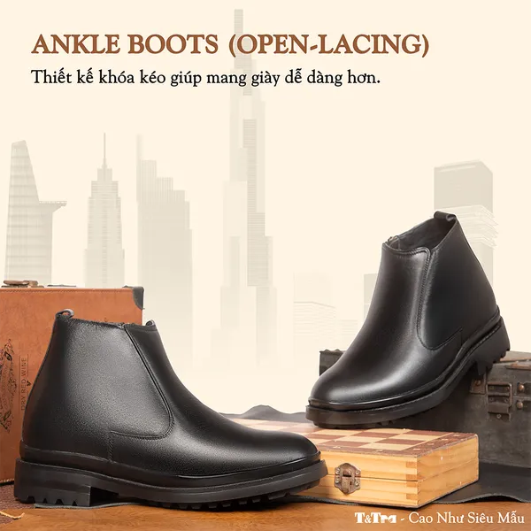 GIÀY BOOTS NAM SIÊU NHẸ T101Đ CAO 11CM