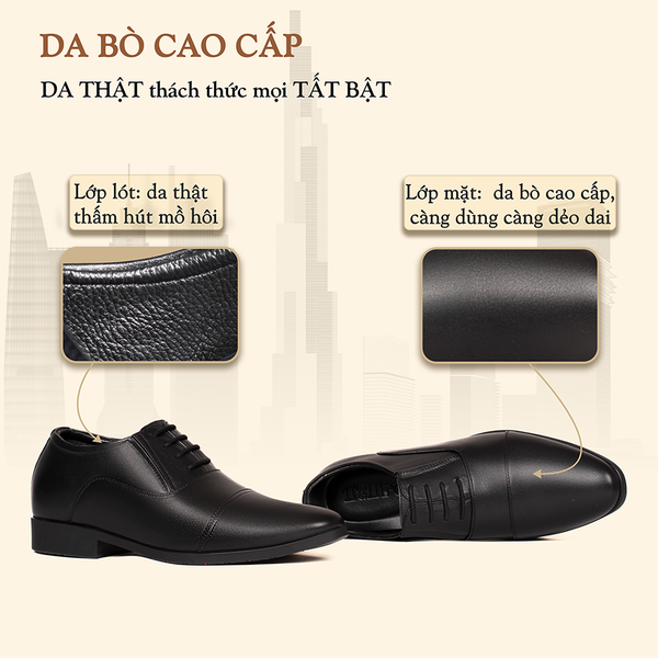 GIÀY TĂNG CHIỀU CAO NAM T51 ĐEN CAO 6CM