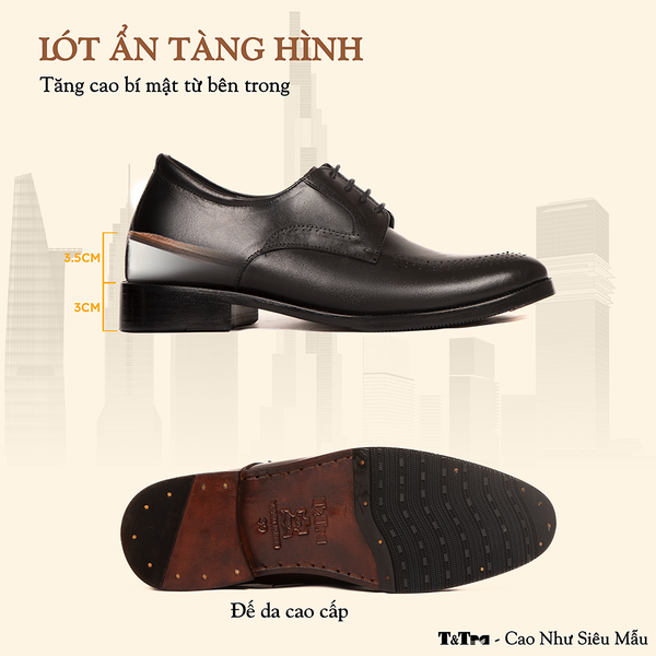 GIÀY TĂNG CHIỀU CAO NAM S2113 ĐEN 6.5CM
