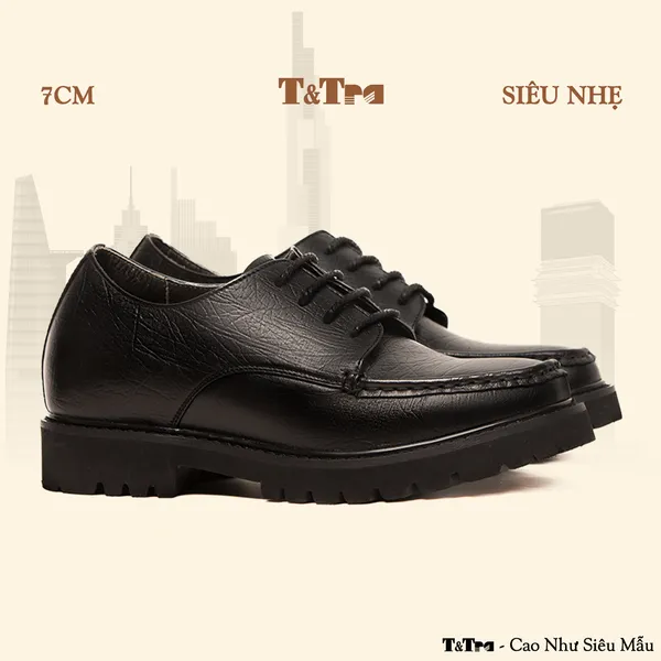 GIÀY CAO NAM SIÊU NHẸ T325 ĐEN SỌC CAO 7CM