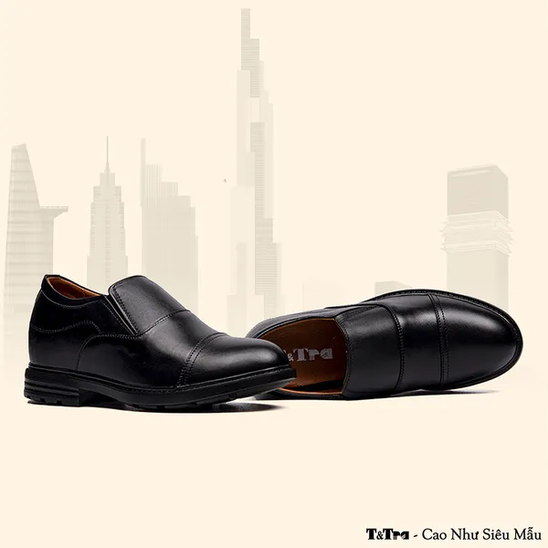 GIÀY ĐỘN NAM CAO 8CM SIÊU ÊM- CHỐNG DỐC T76 ĐEN