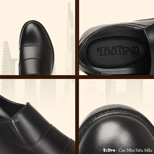 GIÀY ĐỘN NAM CAO 8CM SIÊU ÊM- CHỐNG DỐC T76 ĐEN
