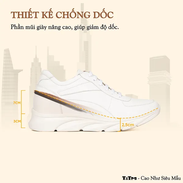 GIÀY CAO NAM SIÊU NHẸ T228 TRẮNG CAO 10CM