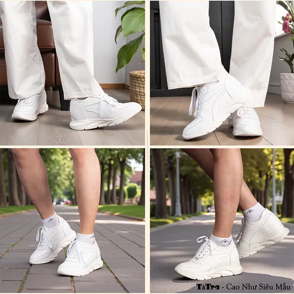 GIÀY CAO NAM SIÊU NHẸ T228 TRẮNG CAO 10CM