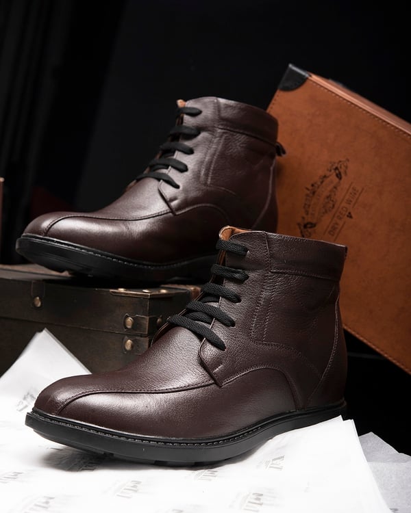 GIÀY BOOTS NAM T117 NÂU VẰN