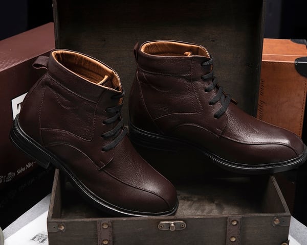 GIÀY BOOTS NAM T117 NÂU VẰN