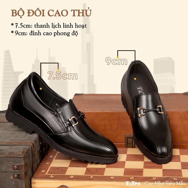 GIÀY CAO NAM SIÊU NHẸ S1097 ĐEN