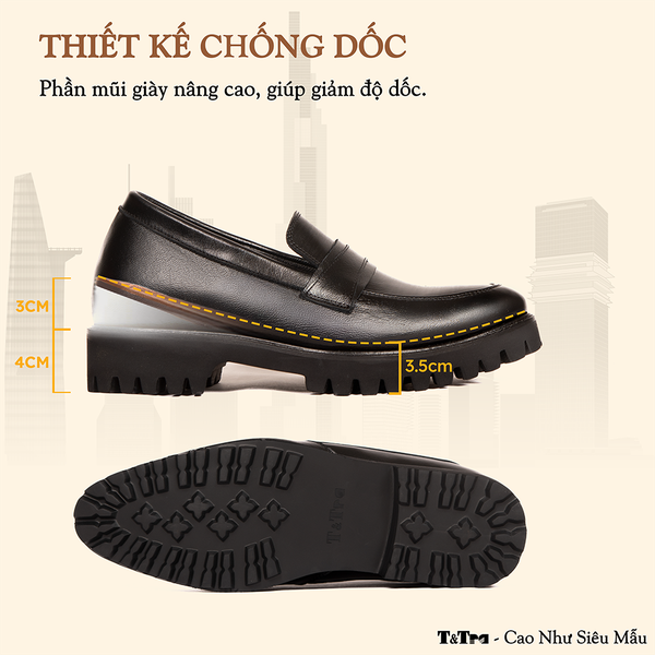 GIÀY ĐẾ CAO NAM S1110 ĐEN